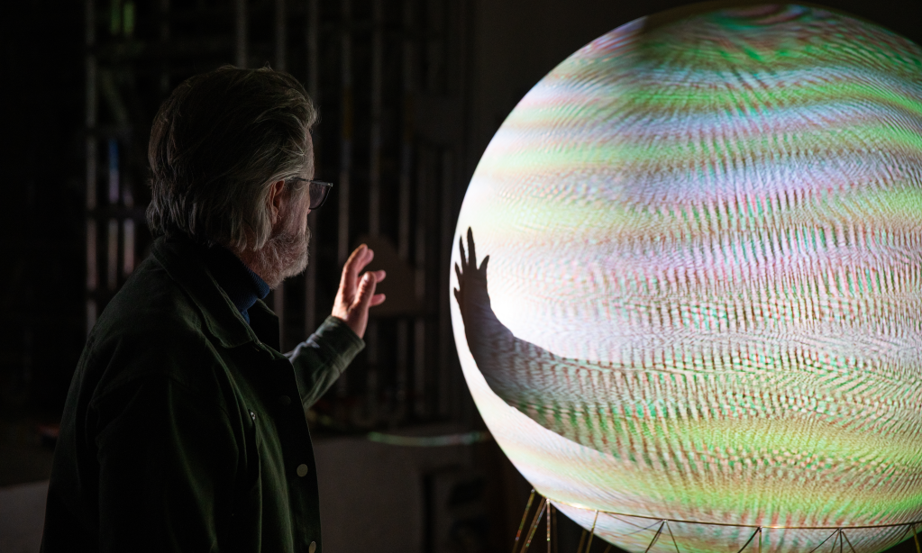 At Studio Olafur Eliasson, testing "A Symphony of Disappearing Sounds" for the Great Salt Lake, 2026. (Courtesy of Studio Olafur Eliasson)